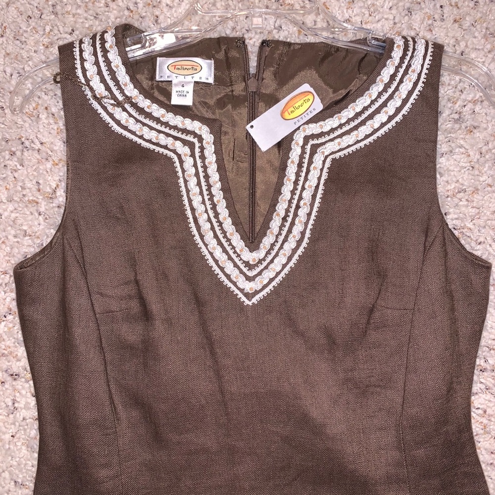 NWT Talbots Brown Dress Detailed Collar